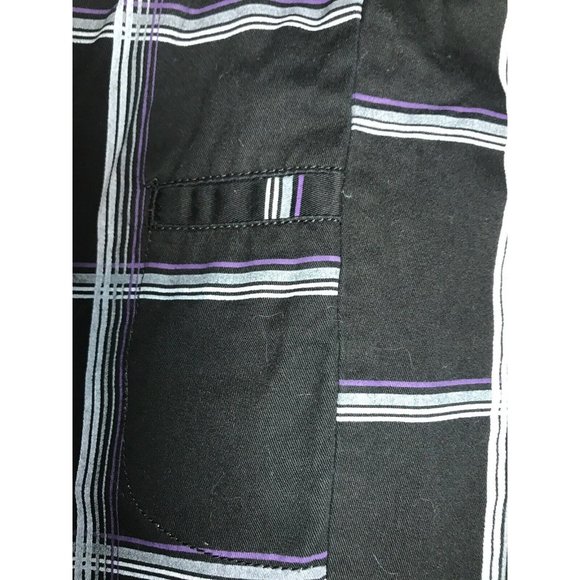 Op Ocean Pacific Men’s Cotton Shorts Size 30 Black, White, Purple Plaid Striped - Picture 10 of 10